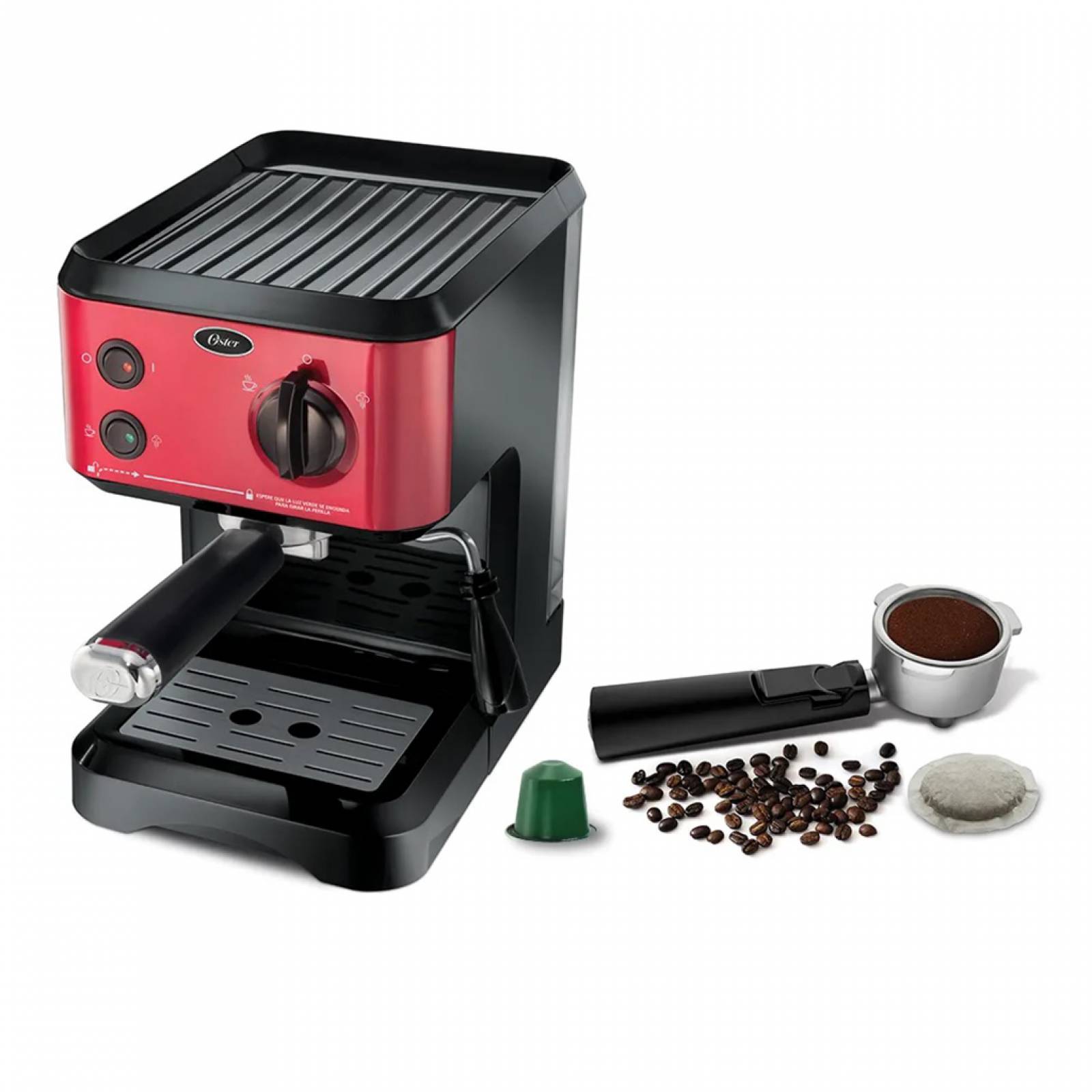 Cafetera Oster para Expreso y Capuchino Rojo 19 Bares