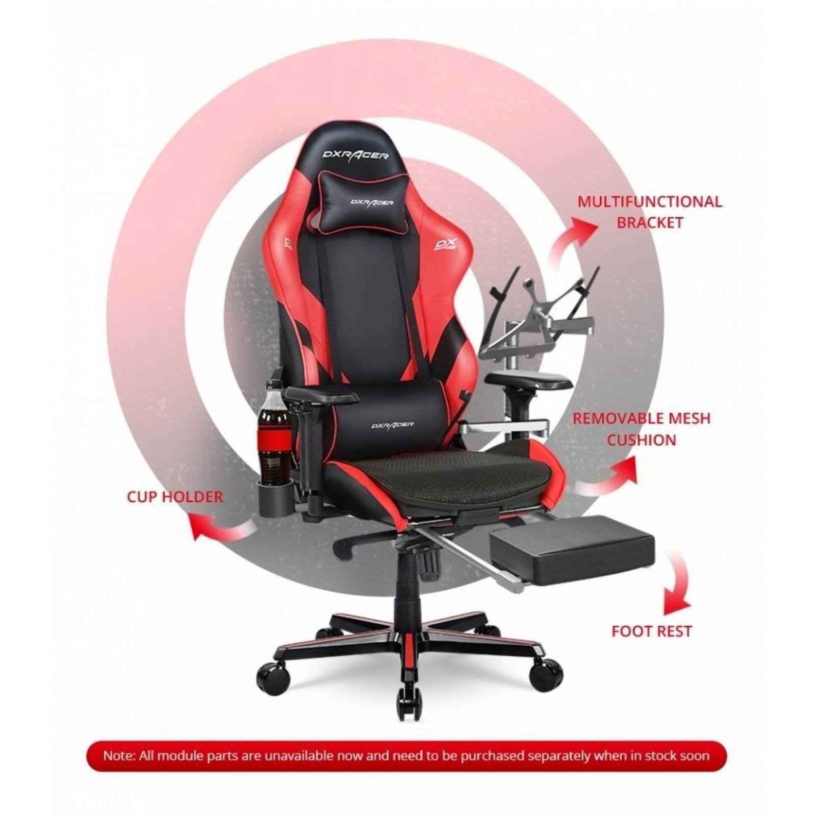 Silla Gamer Pro Modelo Serie G Color Negro Con Rojo Dxracer