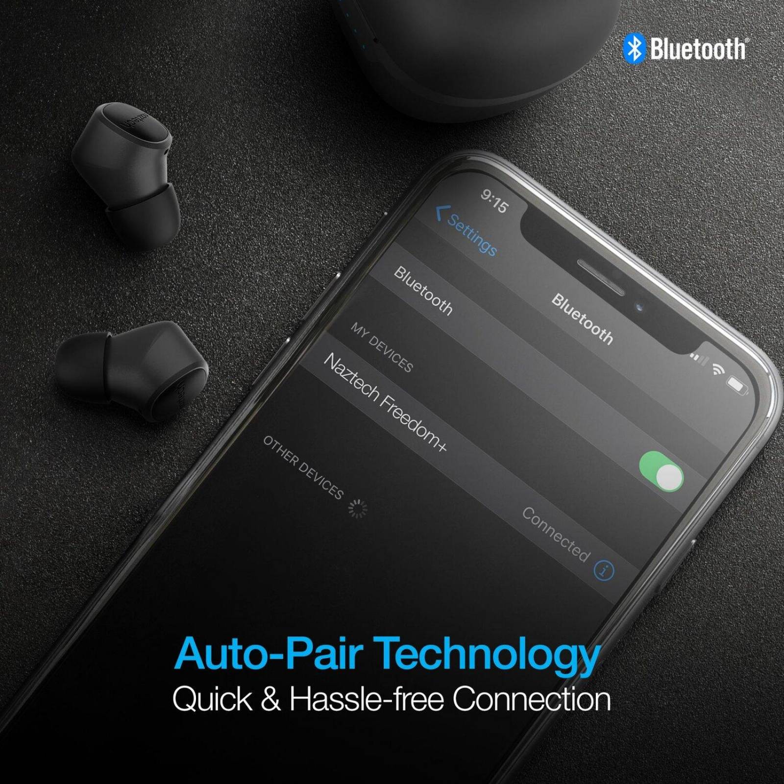 Audífonos True Wireles Freedom Con Base de Carga Naztech 