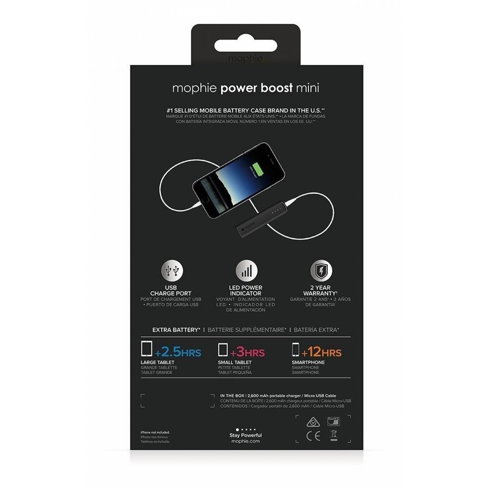Mophie Cargador Portátil Power Boost Mini - 1 Carga Negro 