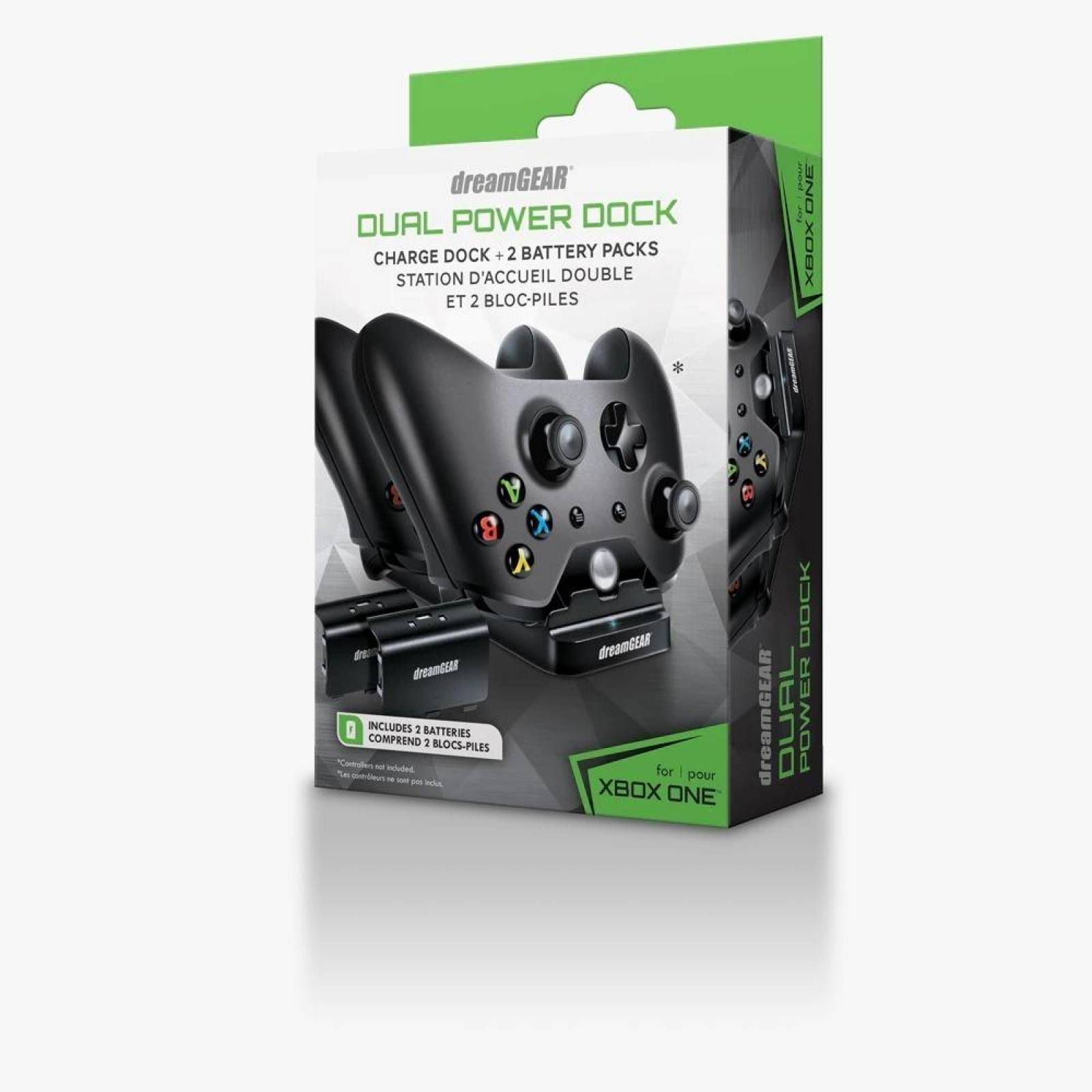Base De Carga Negra Y Baterías Recargables Para Controles de Xbox ONE Marca DREAMGEAR 