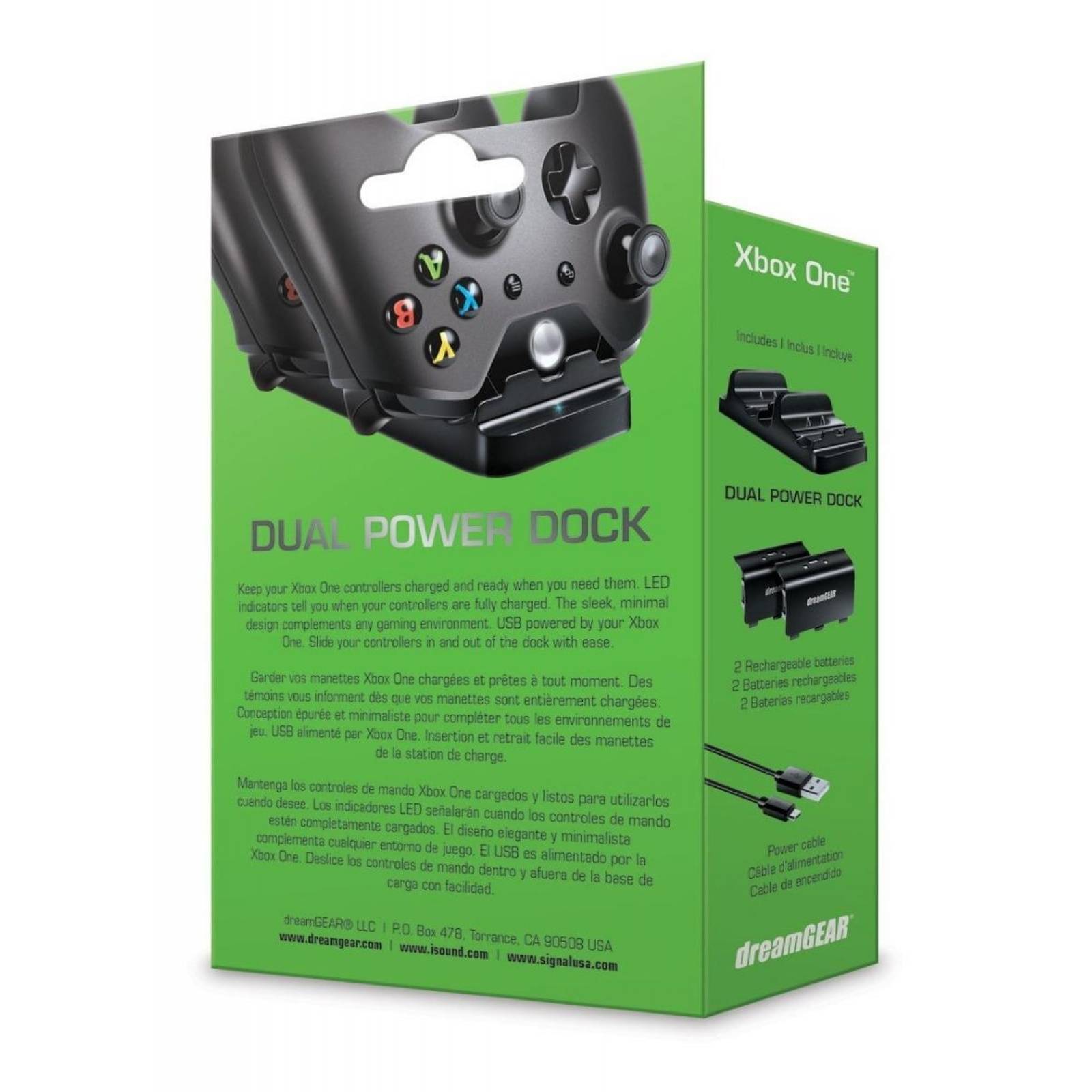 Base De Carga Negra Y Baterías Recargables Para Controles de Xbox ONE Marca DREAMGEAR 