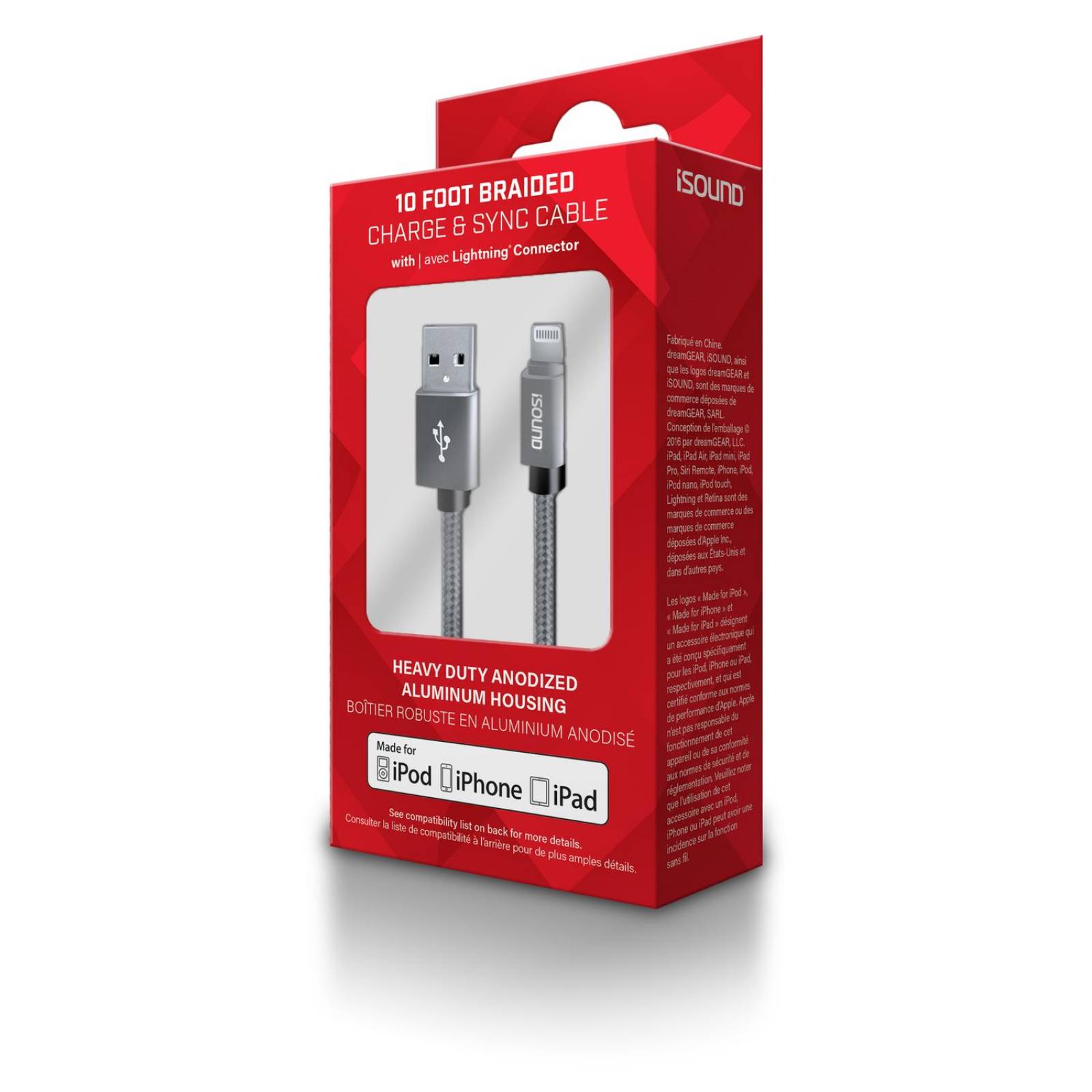 Cable Lightning a USB-A Sync & Charge de 3m Plata - iSound