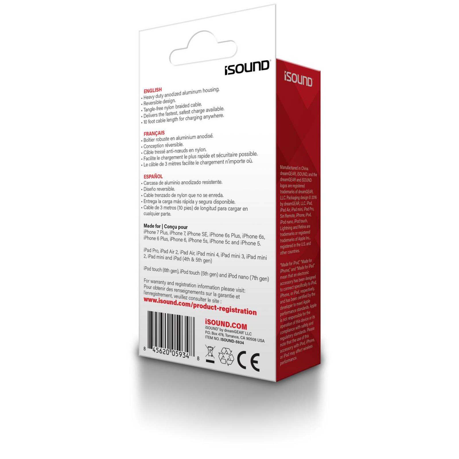 Cable Lightning a USB-A Sync & Charge de 3m Plata - iSound