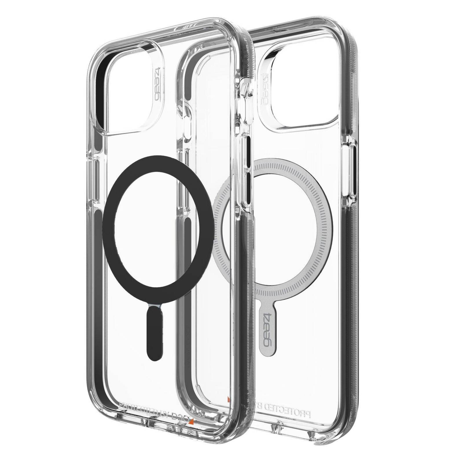 Funda Gear4 Santa Cruz Snap compatible con MagSafe para iPhone 13 - Transparente con Borde Negro 