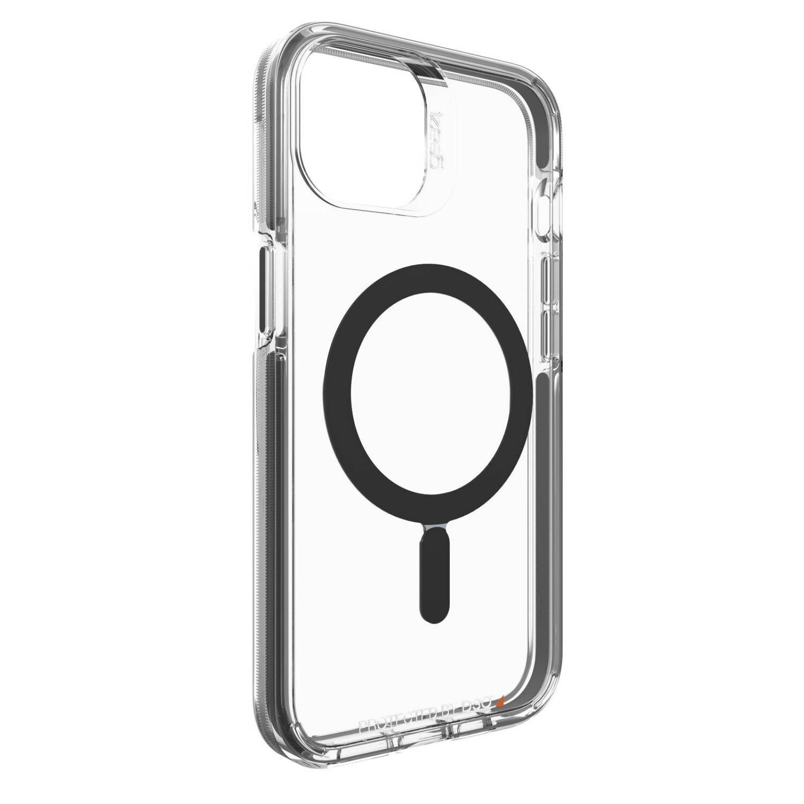 Funda Gear4 Santa Cruz Snap compatible con MagSafe para iPhone 13 - Transparente con Borde Negro 