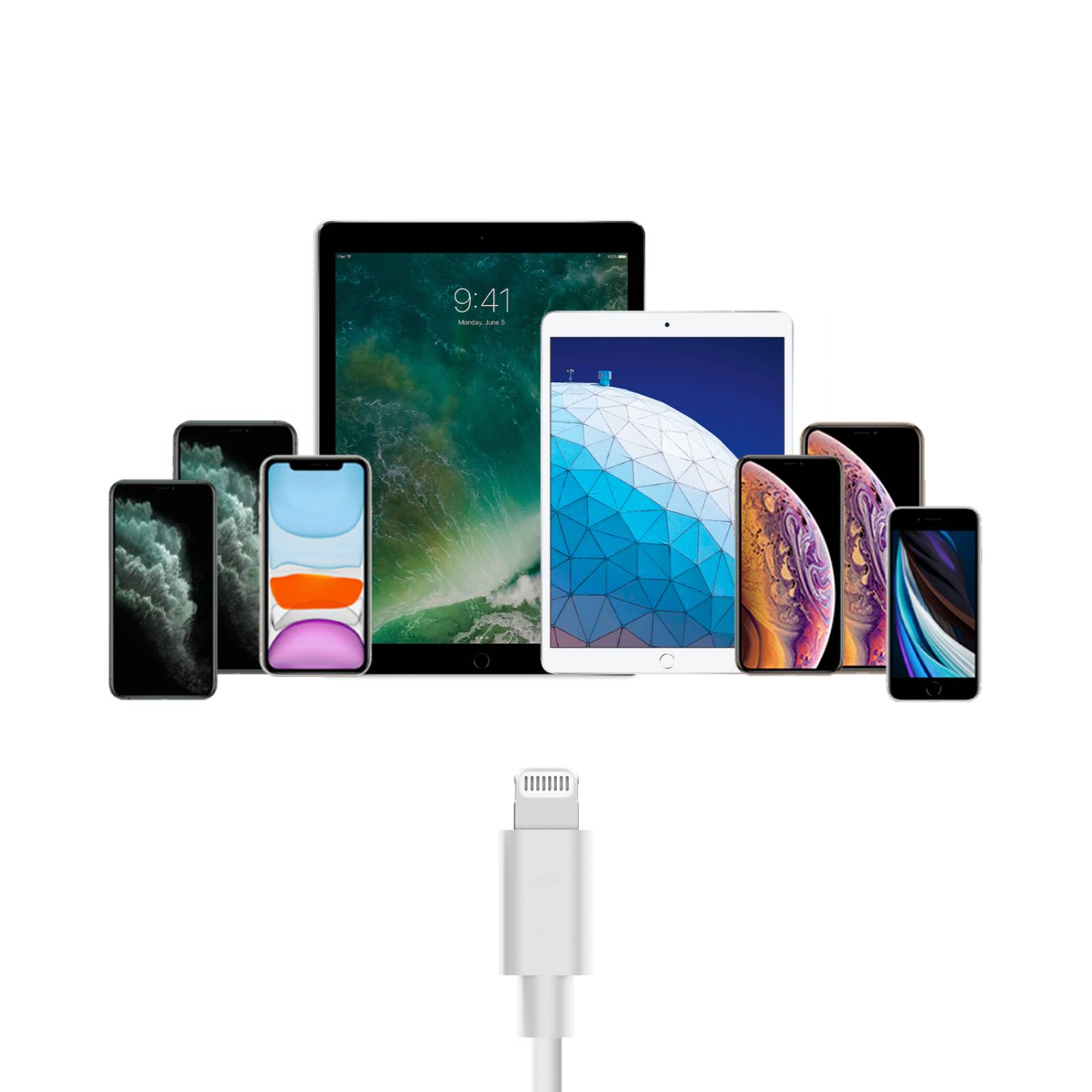 Cargador de Coche Rápido con USB-C a Cable Lightning 20W USB-C PD + 12W USB - Blanco 