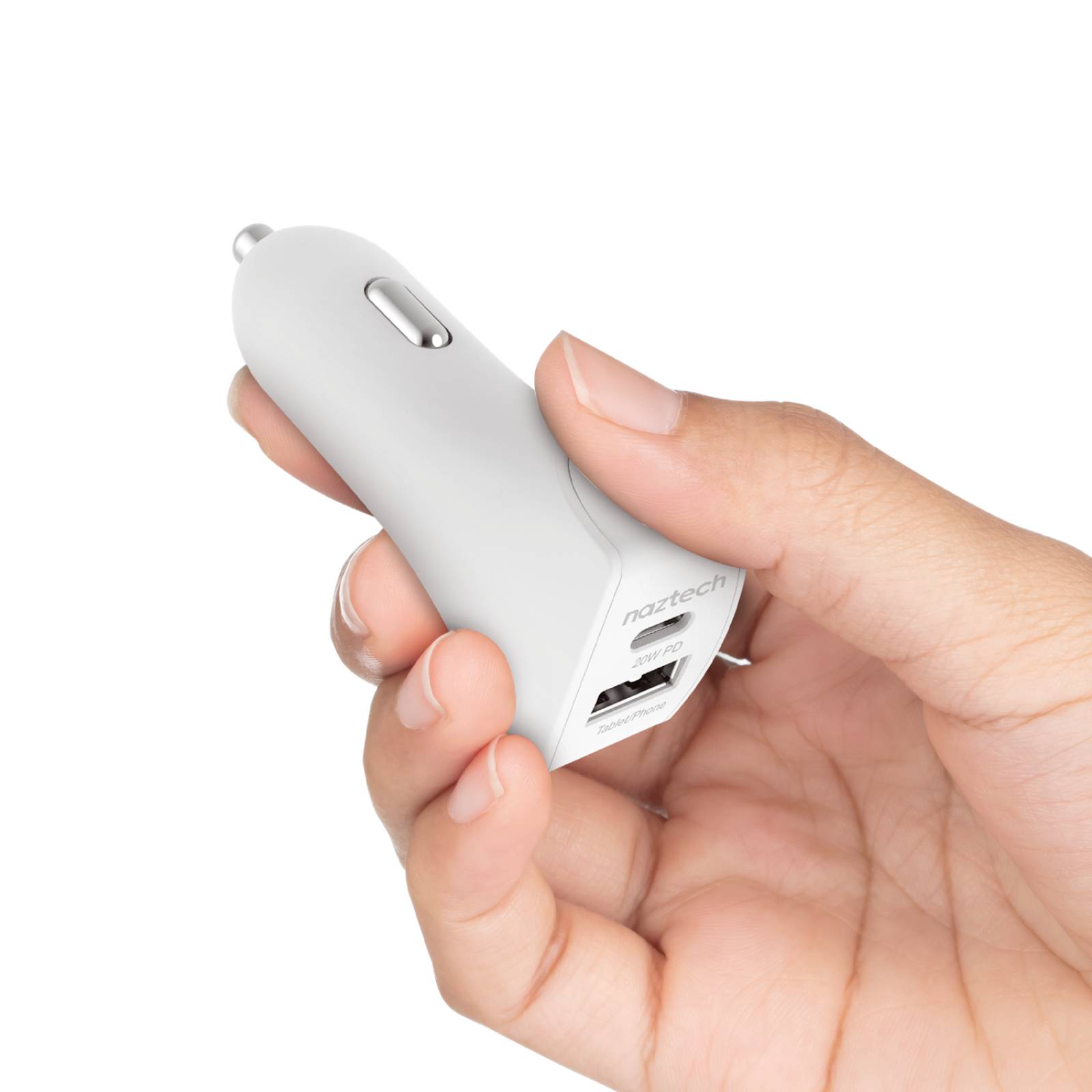 Cargador de Coche Rápido con USB-C a Cable Lightning 20W USB-C PD + 12W USB - Blanco 