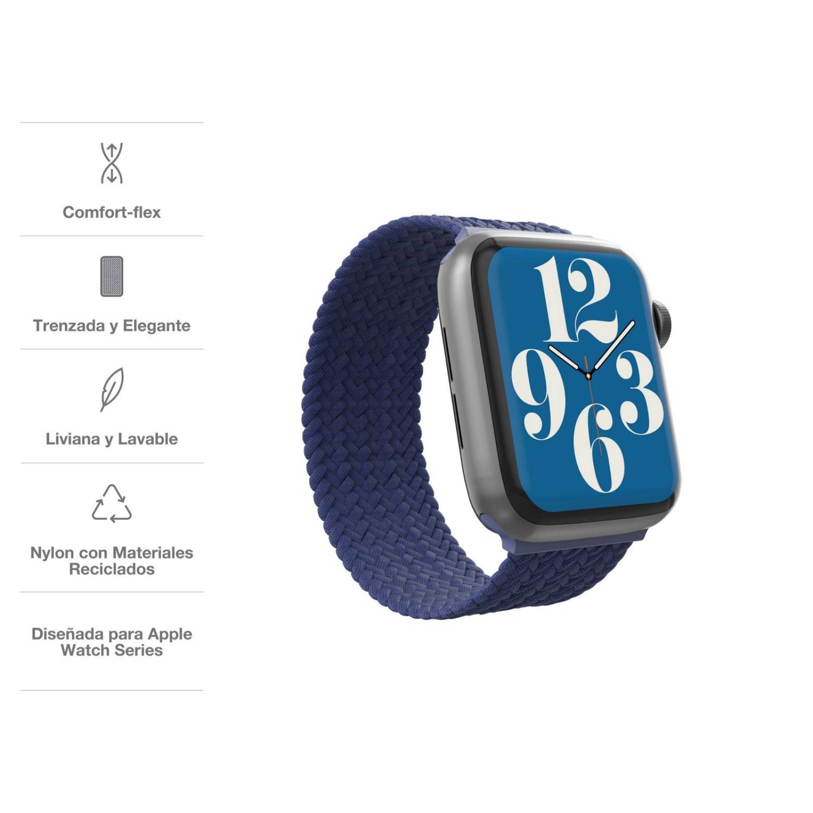 Correa de reloj trenzada Gear4 talle Medium para Apple Watch de 41/40/38mm - Azul Marino 
