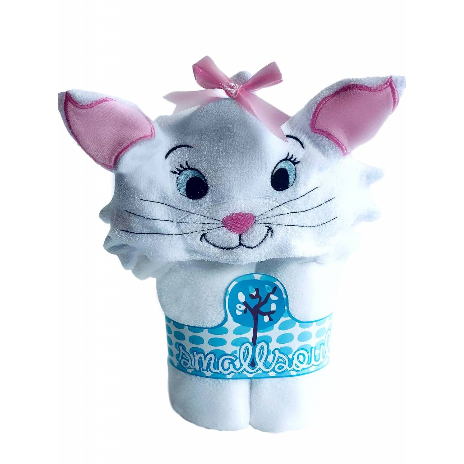 Toalla para niño con forma de gatita blanca unitalla