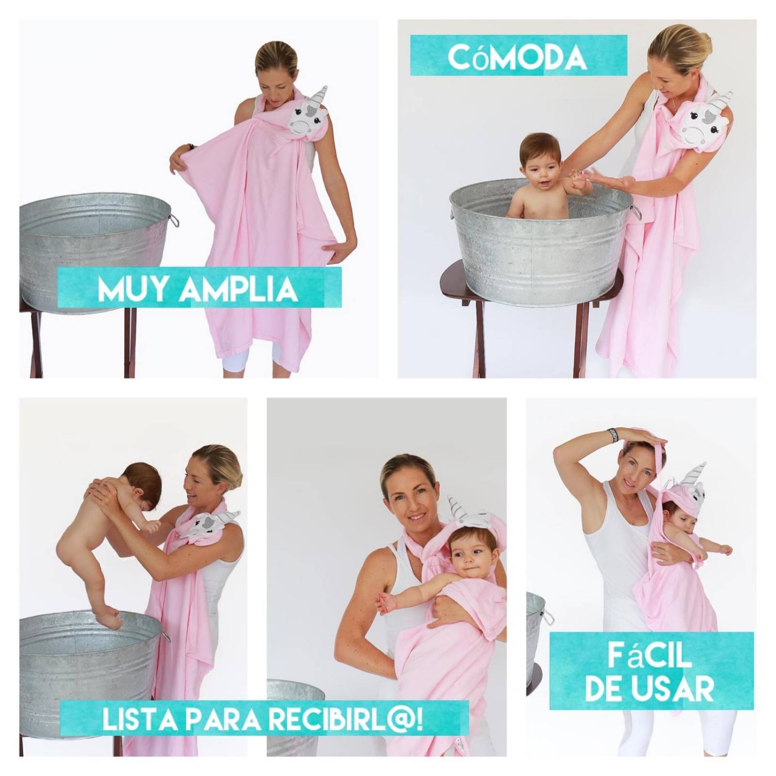 Toalla para niño con forma de gatita blanca unitalla