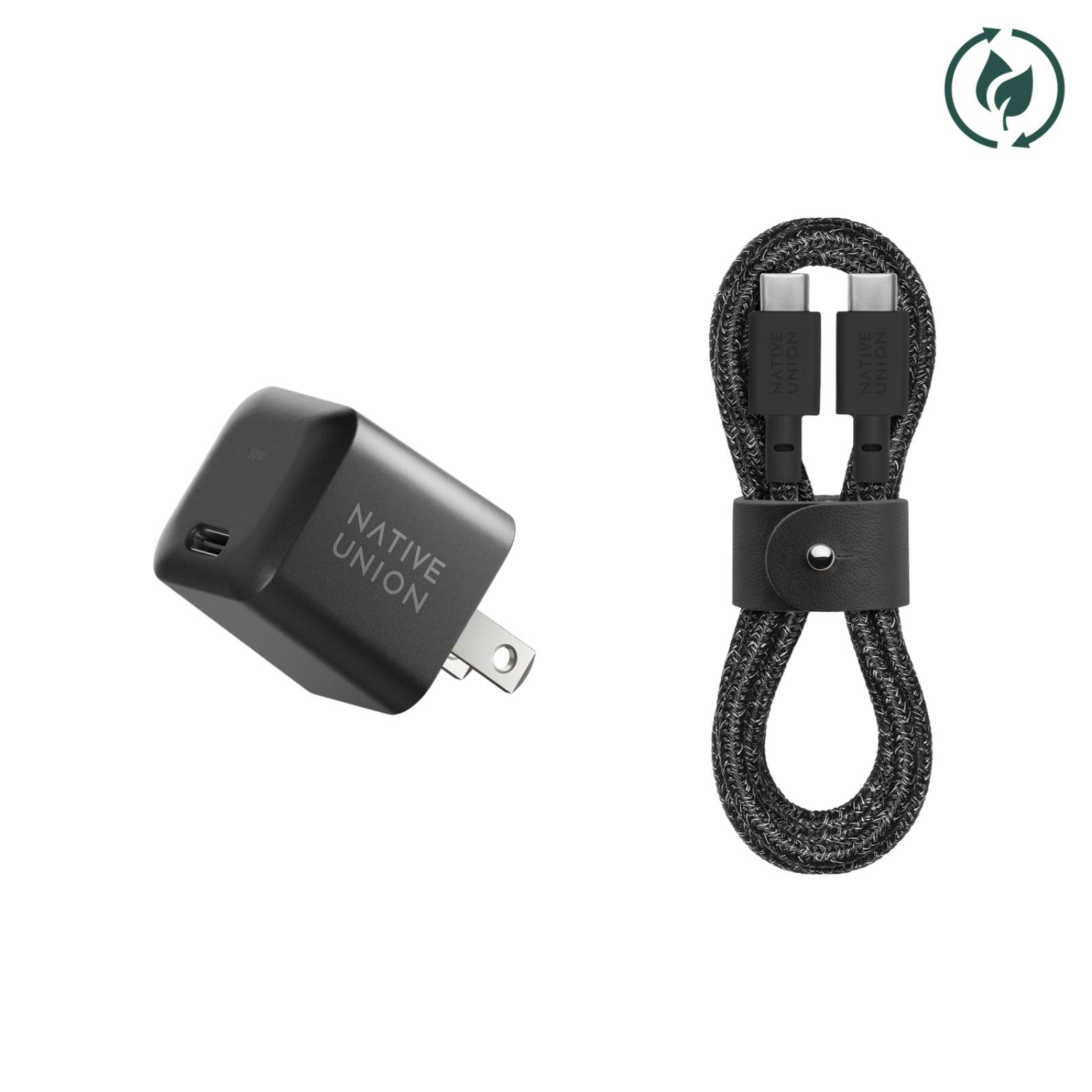 Bundle Cargador De Pared Y Fast De 30w Cable Usb C A C Negro NATIVE UNION