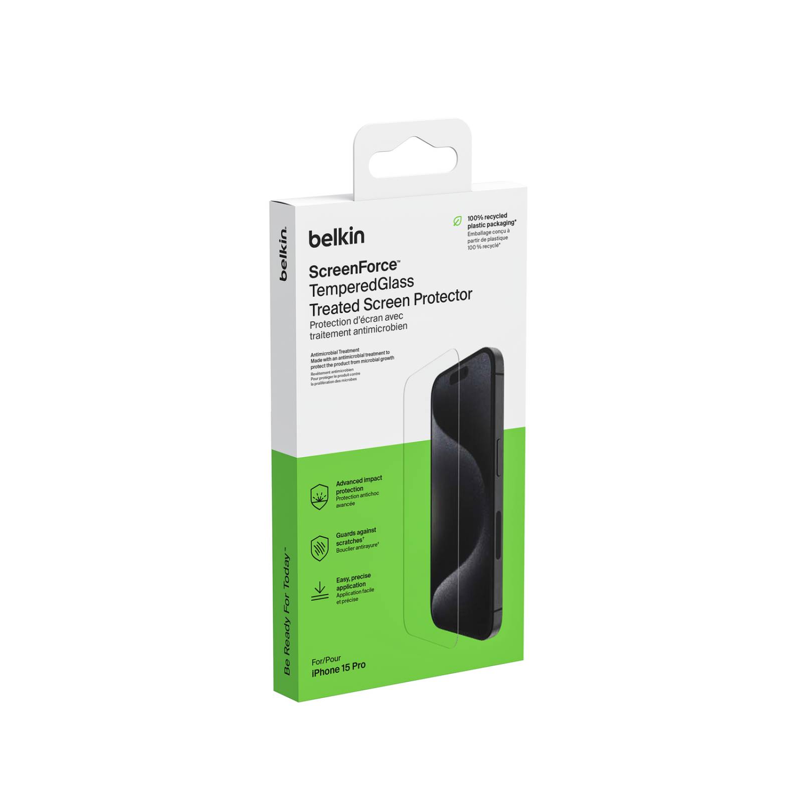 Mica de vidrio templado para iPhone 15 Pro Belkin 