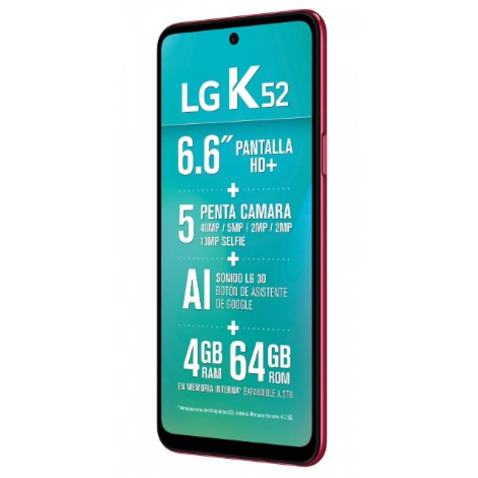 Celular LG LTE LM-K520HM K52 Color ROJO Telcel y DE REGALO LLÉVATE UNOS AUDÍFONOS DIADEMA
