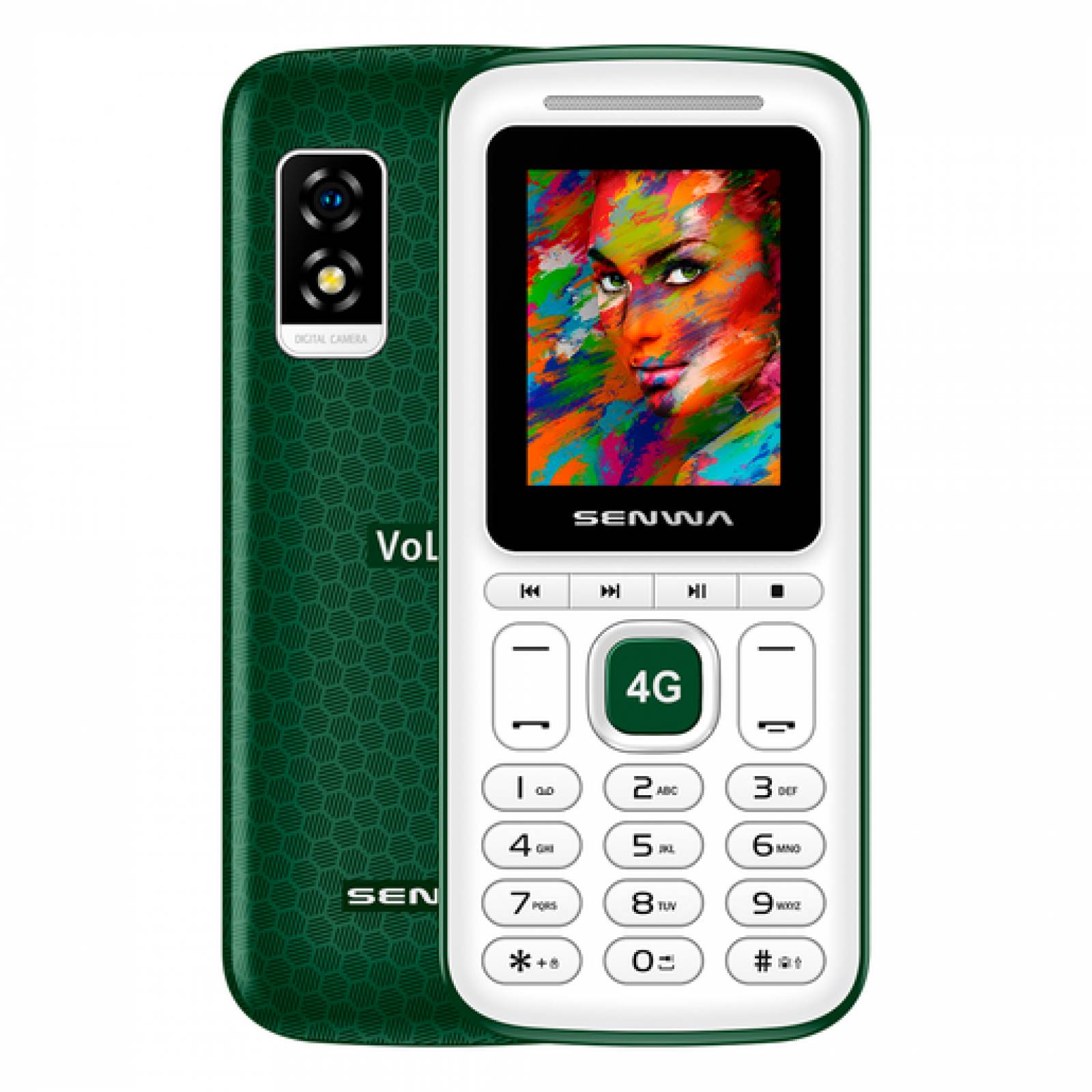 CELULAR SENWA 4G VOLTE BLANCO/VERDE KIT TELCEL