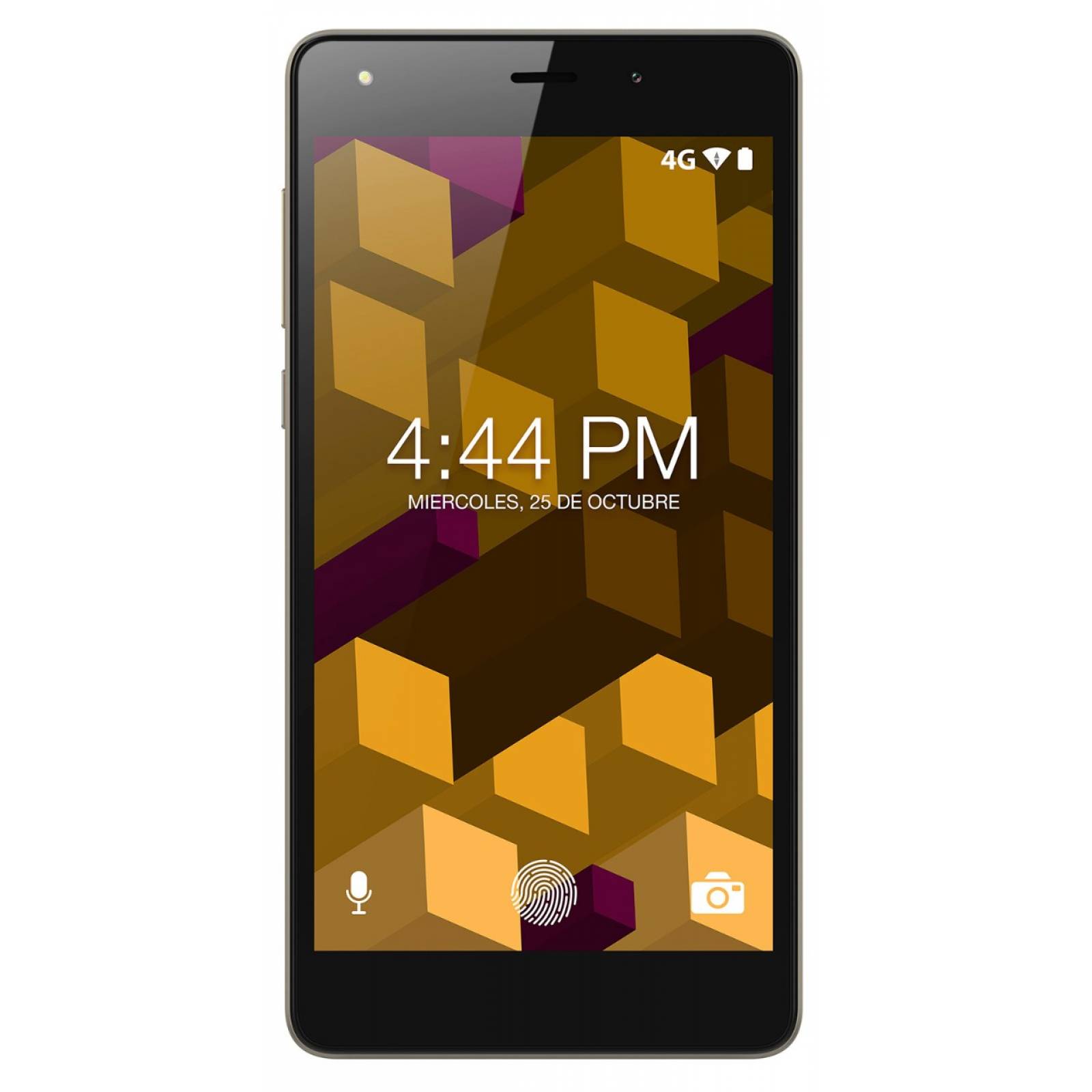 Celular M4TEL LTE SS4457-R M4 EVER DORADO Telcel más Interactive Smart Cover y audífonos.