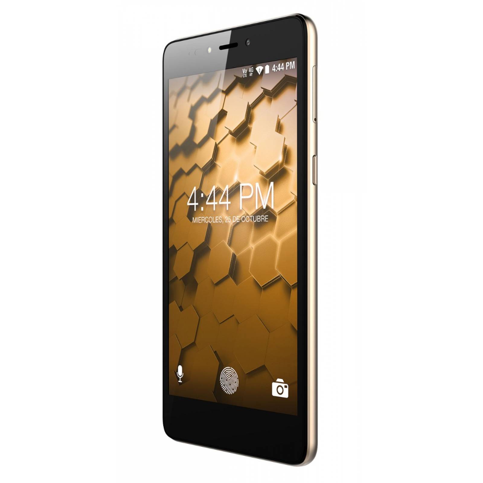 Celular M4TEL LTE SS4453-R M4 FEEL Color DORADO Telcel más Naked Crystal Case y audífonos DLX.