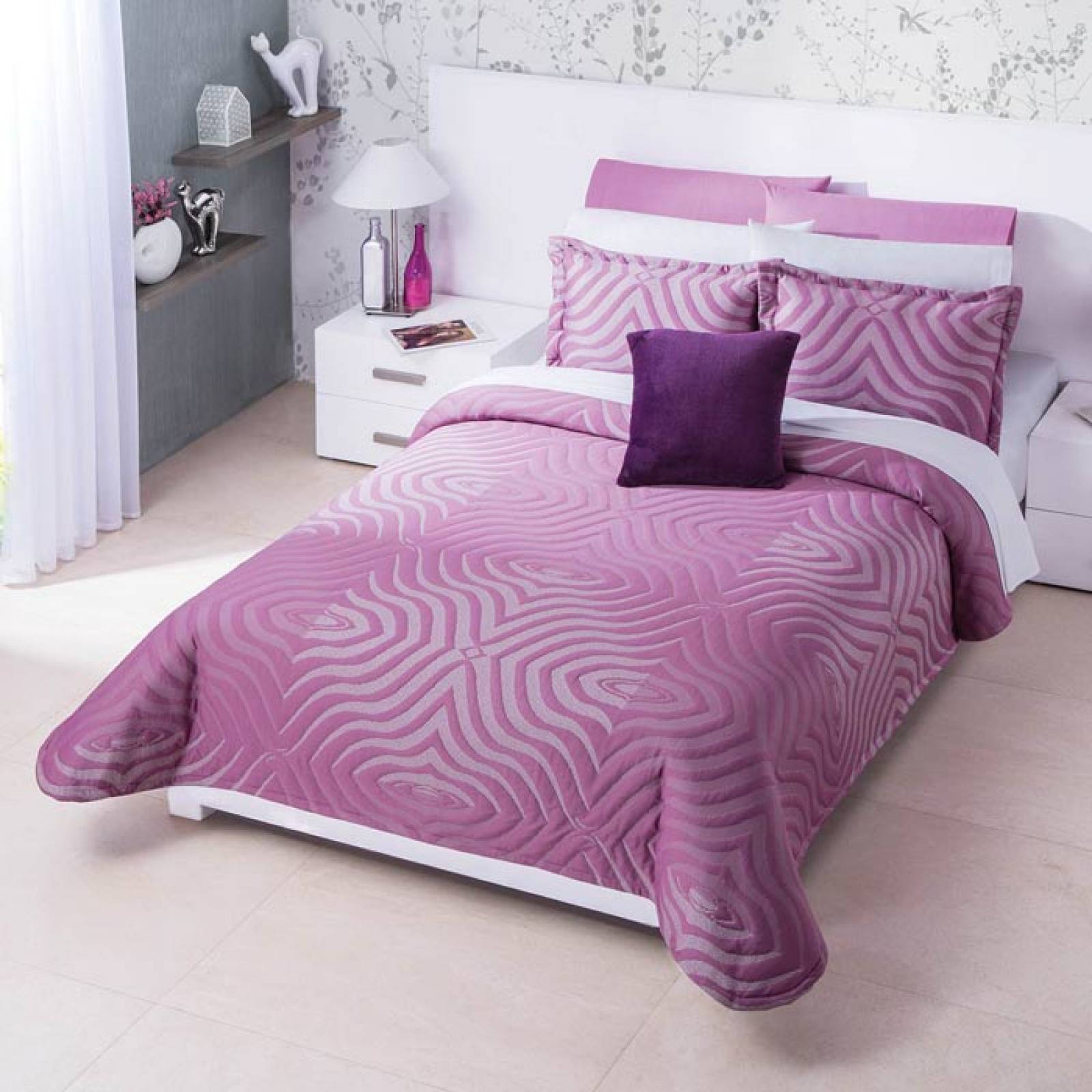 Colcha Jacquard Amuri Cama King Size Poliester Lila Concord