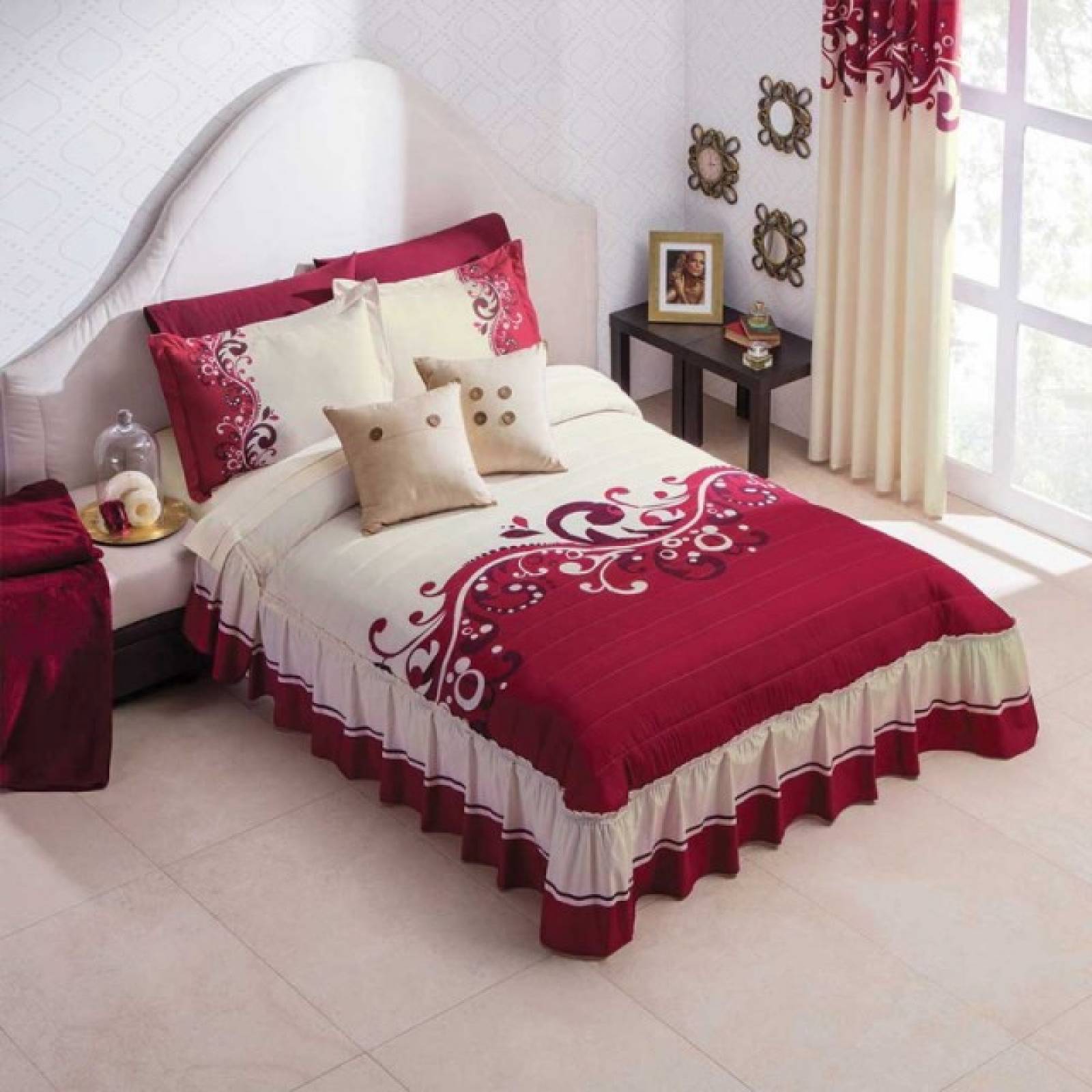Edredon Funda Alabeo Microfibra Matrimonial Vino Concord