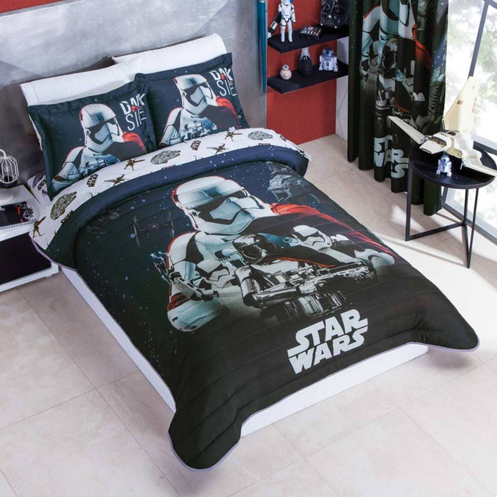 Edredon Ligero Star Wars Cama Matrimonial Negro Concord