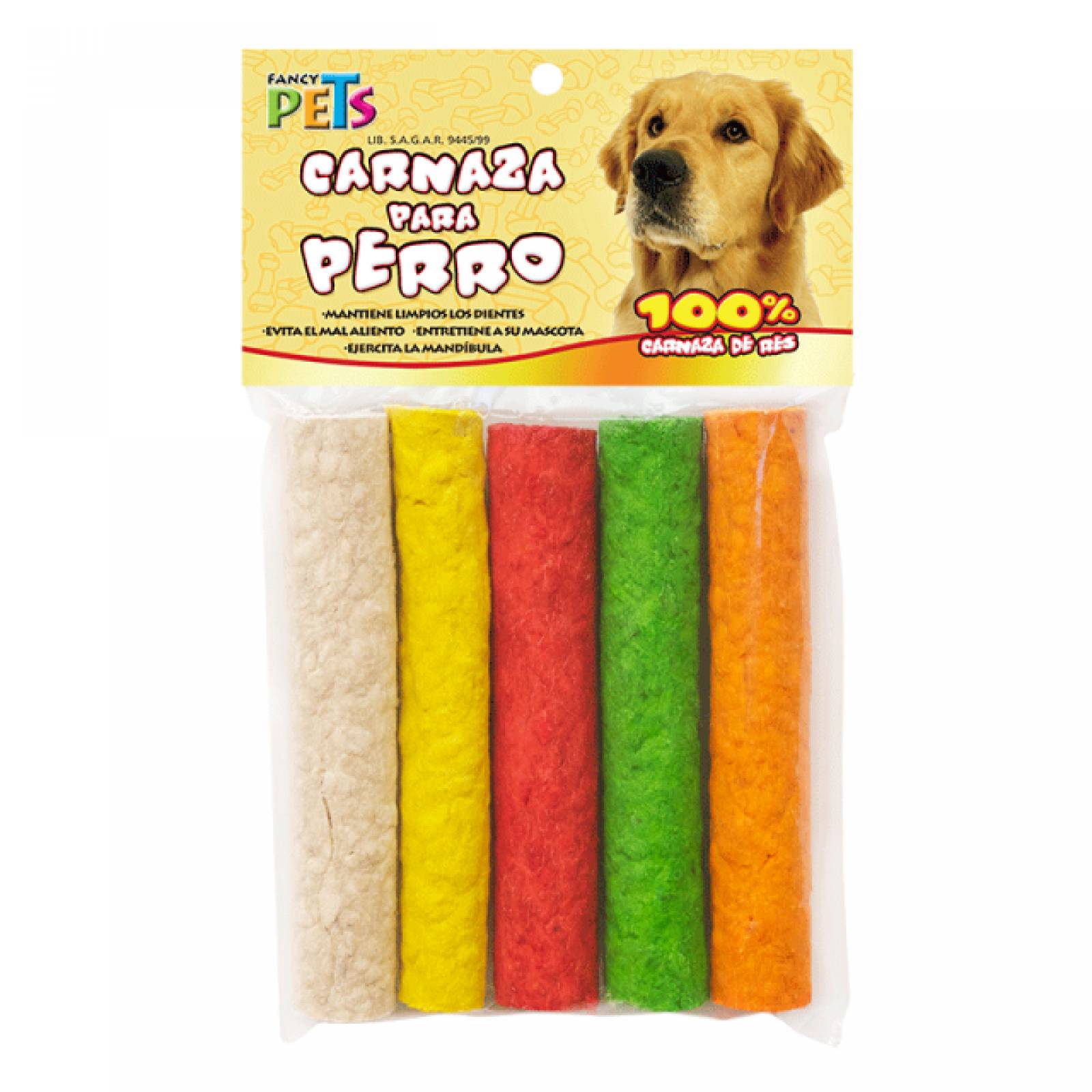 Sticks Huecos Colores Carnaza Res Perro 5Pzas Fancy Pets