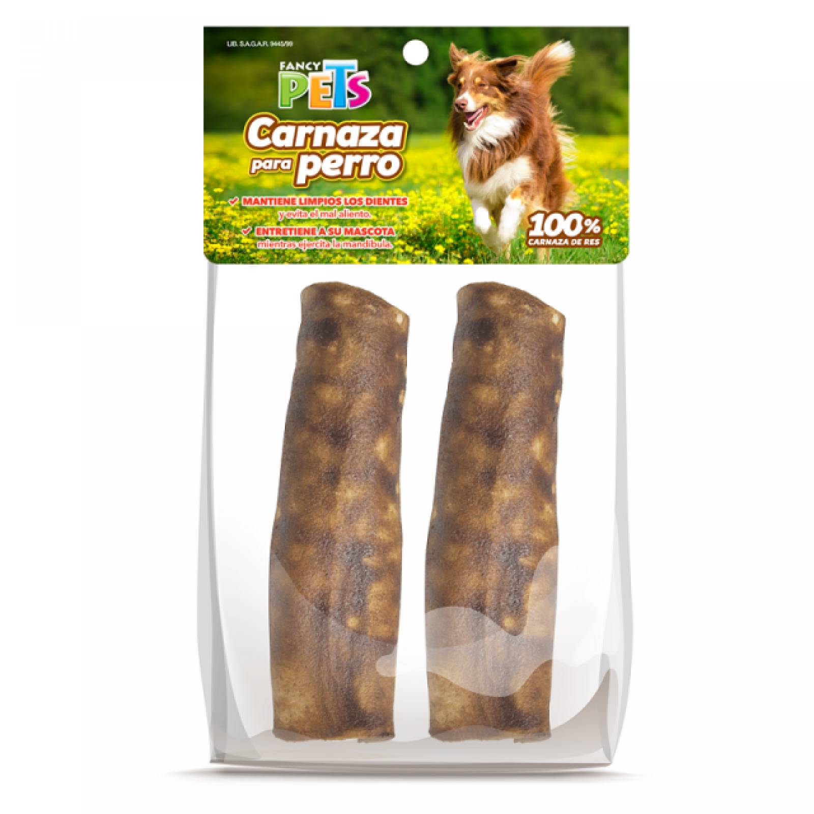 Carnaza 5" Res Rollo Sabor Carne 2Pzas Perro Fancy Pets