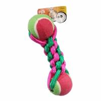 Juguete Pesa Hilo Trenzado 2 Pelotas 21 Cm Perro Fancy Pets