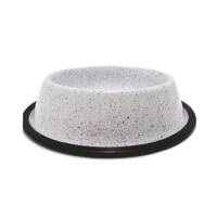 Plato Acero Jaspeado 8 Oz Blanco Alimentar Perro Fancy Pets