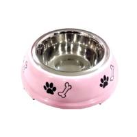 Plato Acero Inox Base Decorada 8 Oz Rosa Perro Fancy Pets