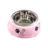 Plato Acero Inox Base Decorada 32 Oz Rosa Perro Fancy Pets