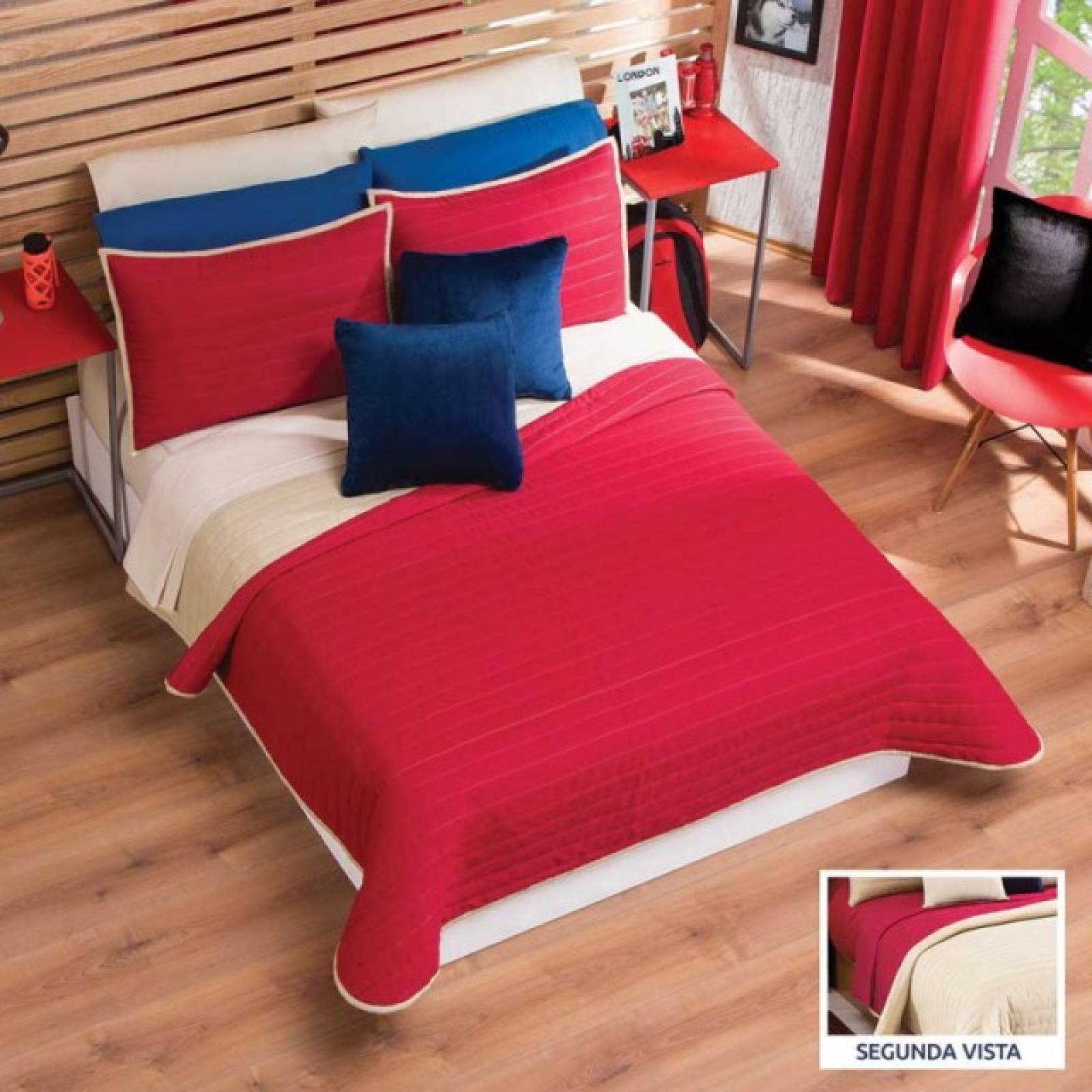 Edredon Ligero Burgos Cama King Size Microfibra Rojo Concord