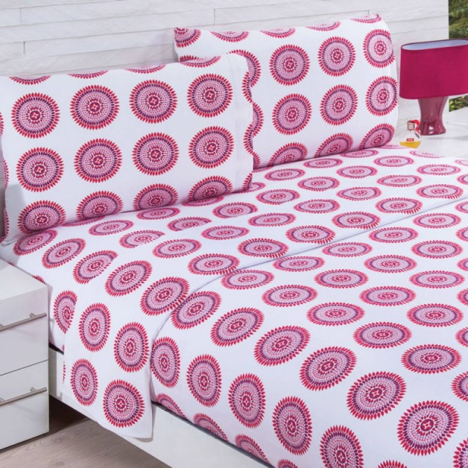 Juego Sabana Franela Pandora Cama Matrimonial Rojo Concord