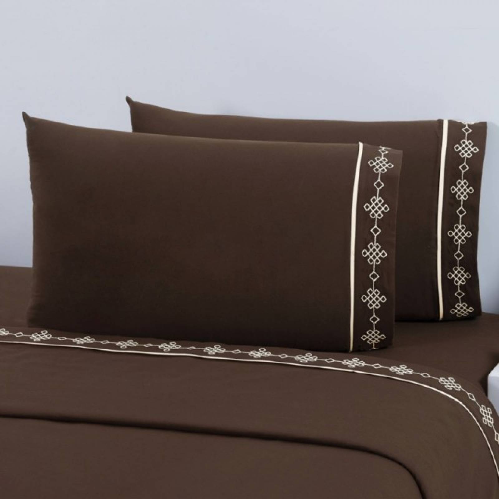 Sabana Bordada Magistral King Size Microfibra Cafe Concord