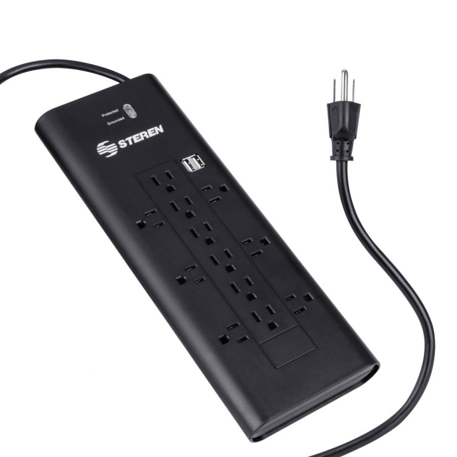 Tira Multicontacto 12 Salidas Doble Cargador Usb Steren