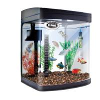 Kit Acuario Equipado Rectangular Pecera 56Lt Negro Pez Lomas