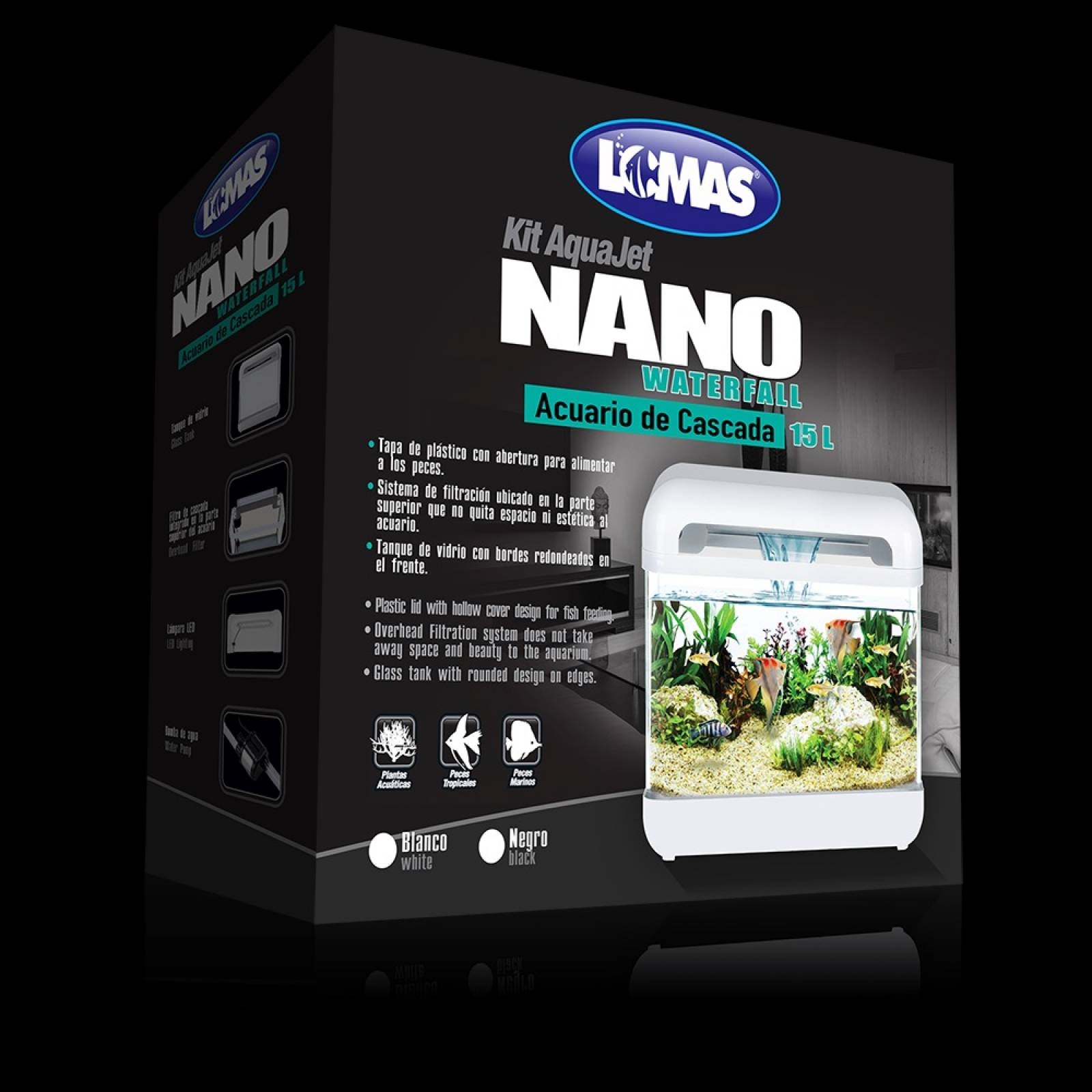 Acuario Nano Cascada 15 Lt Blanco Acuario Lomas Hagen