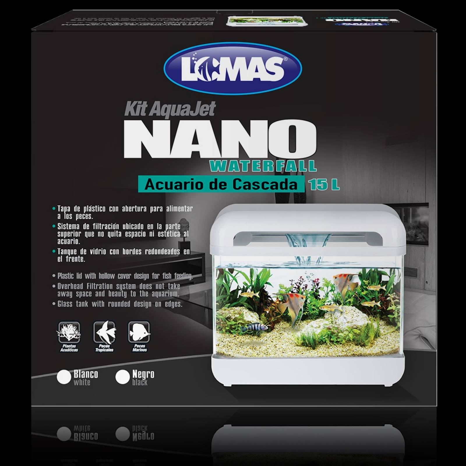 Acuario Nano Cascada 15 Lt Blanco Acuario Lomas Hagen