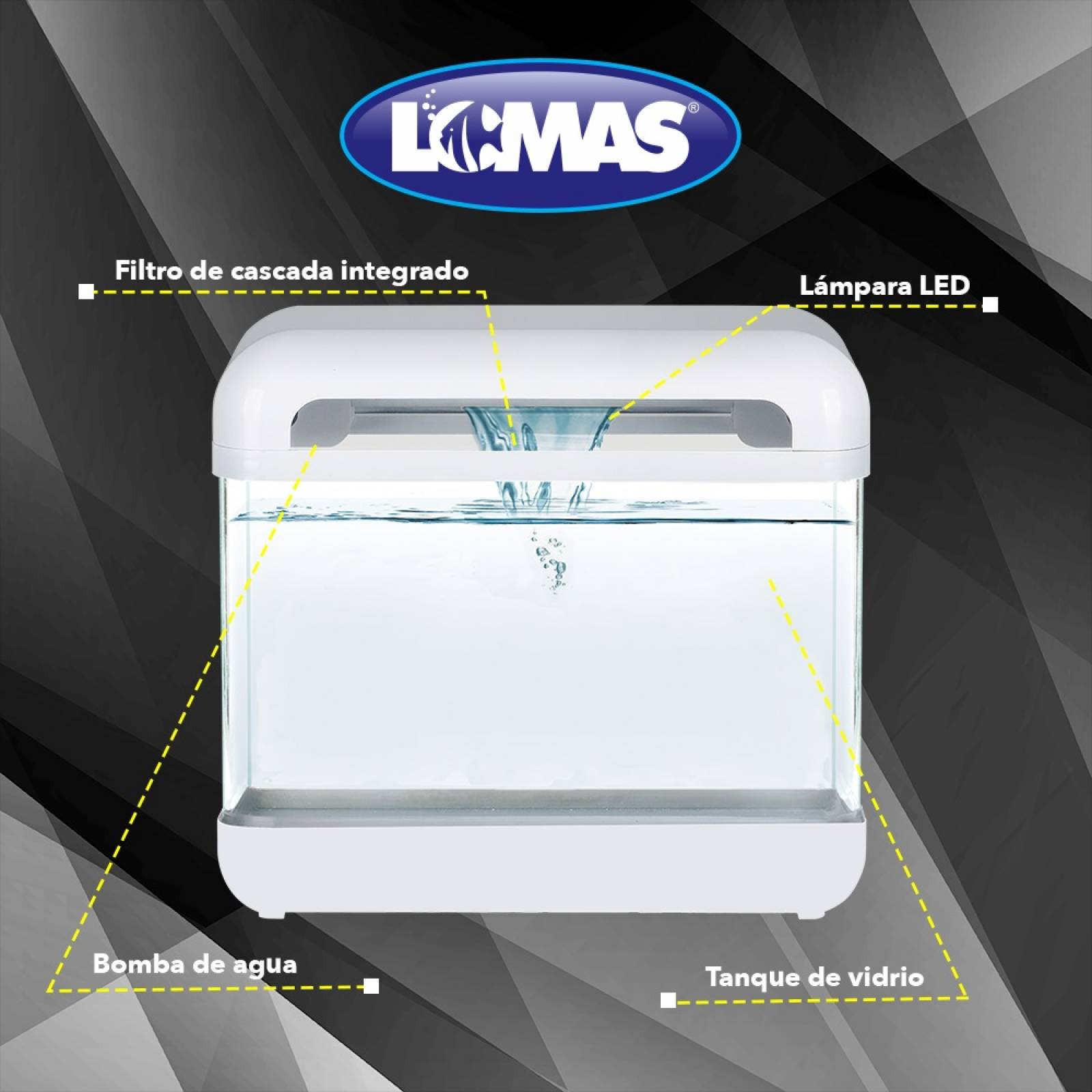 Acuario Nano Cascada 15 Lt Blanco Acuario Lomas Hagen