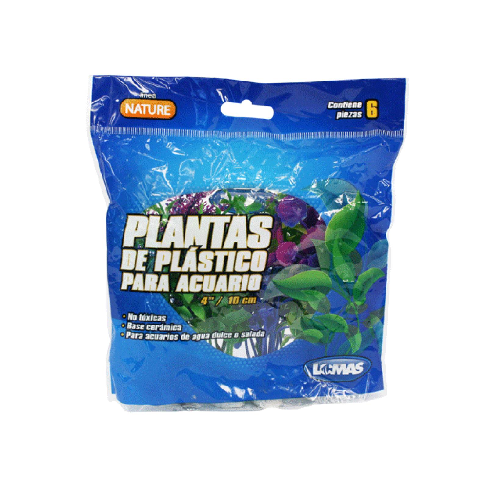 6 Plantas Plástico Acuario 10cm Surtidas Decoración Lomas.