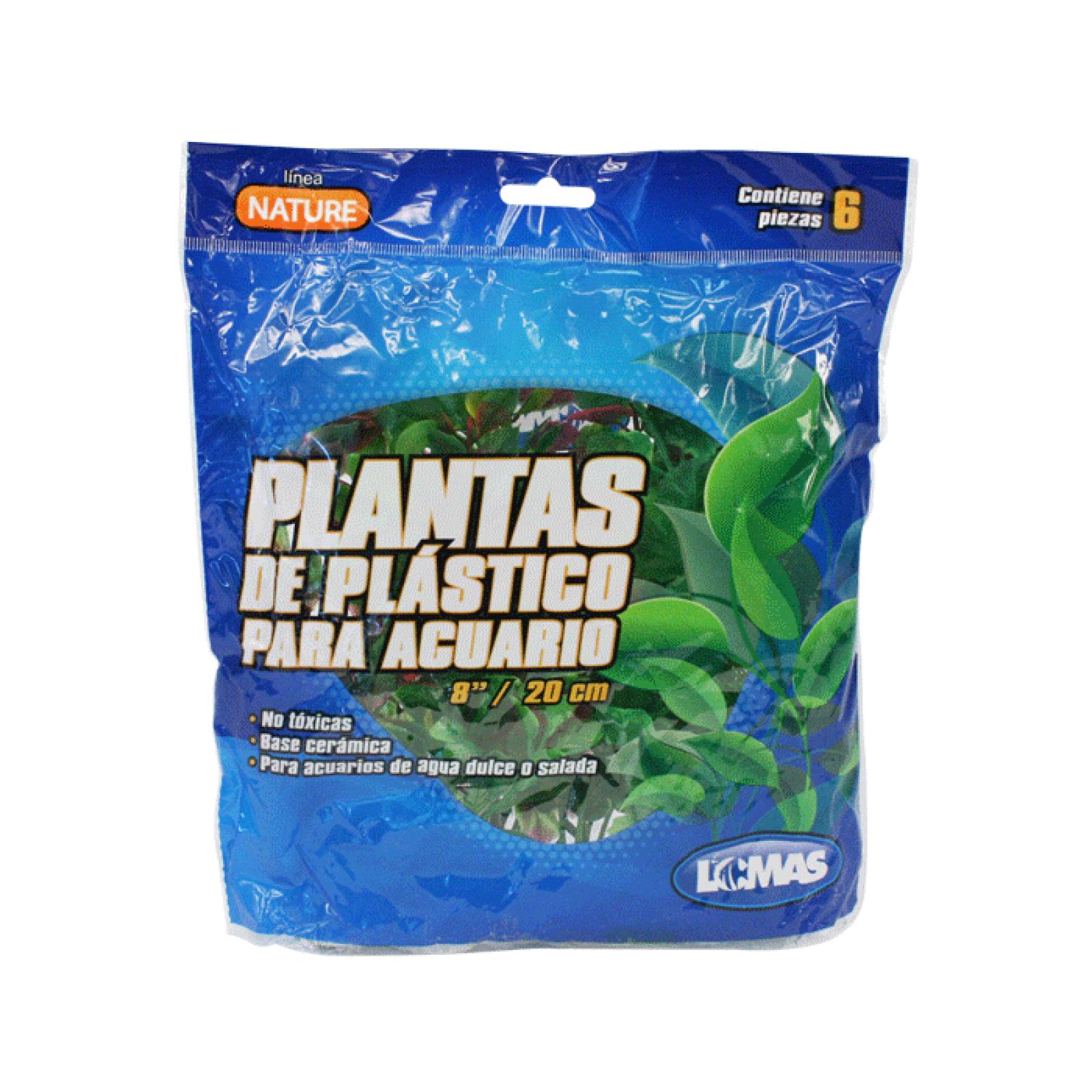 6 Plantas Plástico Acuario 20cm Surtidas Decoración Lomas.