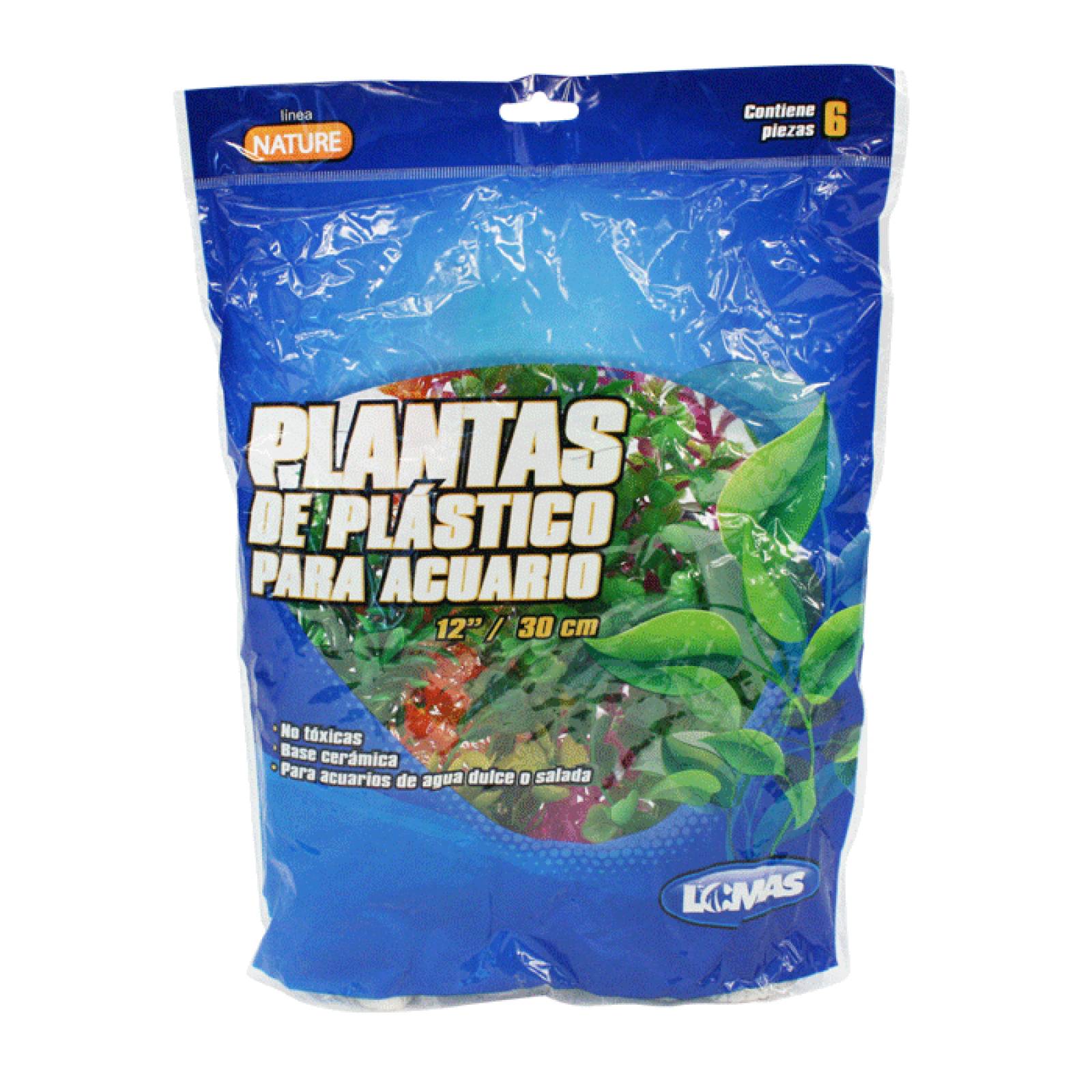 6 Plantas Plástico Acuario 30cm Surtidas Decoración Lomas.