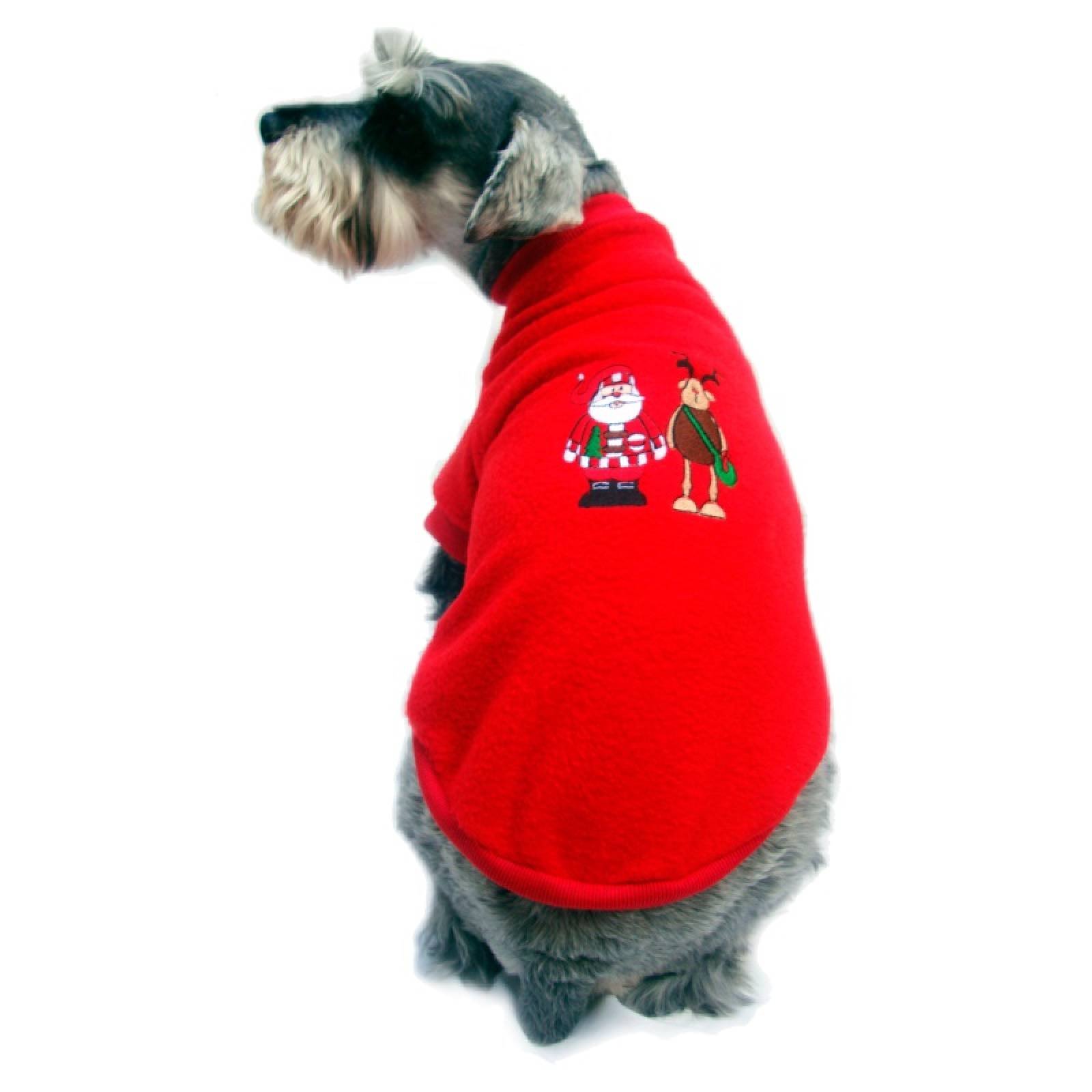 Sueter Polar Navidad Rojo Perro Bordado Talla 1 Invierno Pet Pals