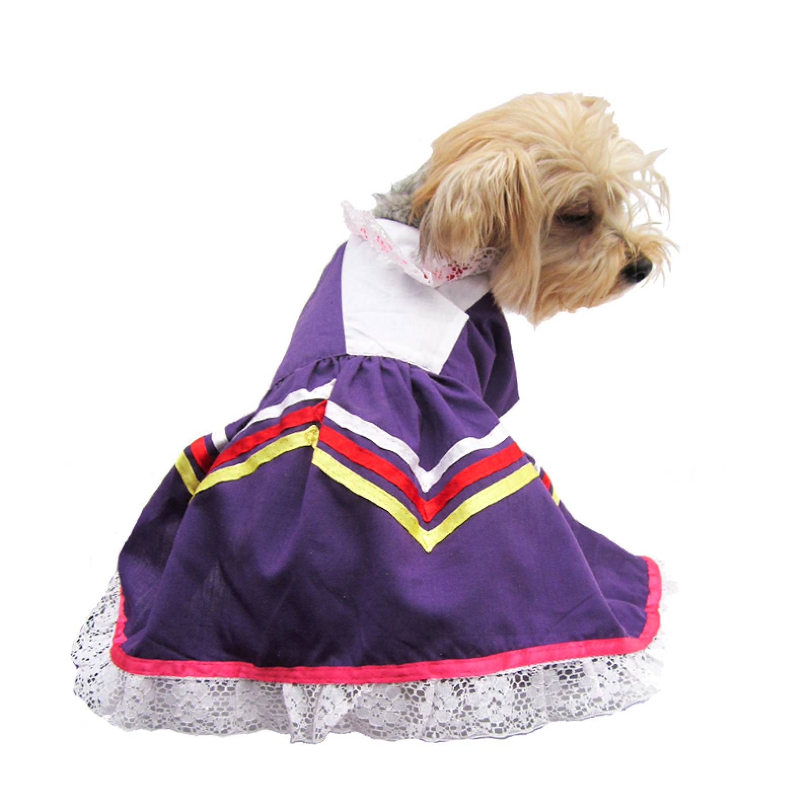 Vestido Perro Traje Ti­pico Jalisco Talla 5 Mexico Morado Pet Pals