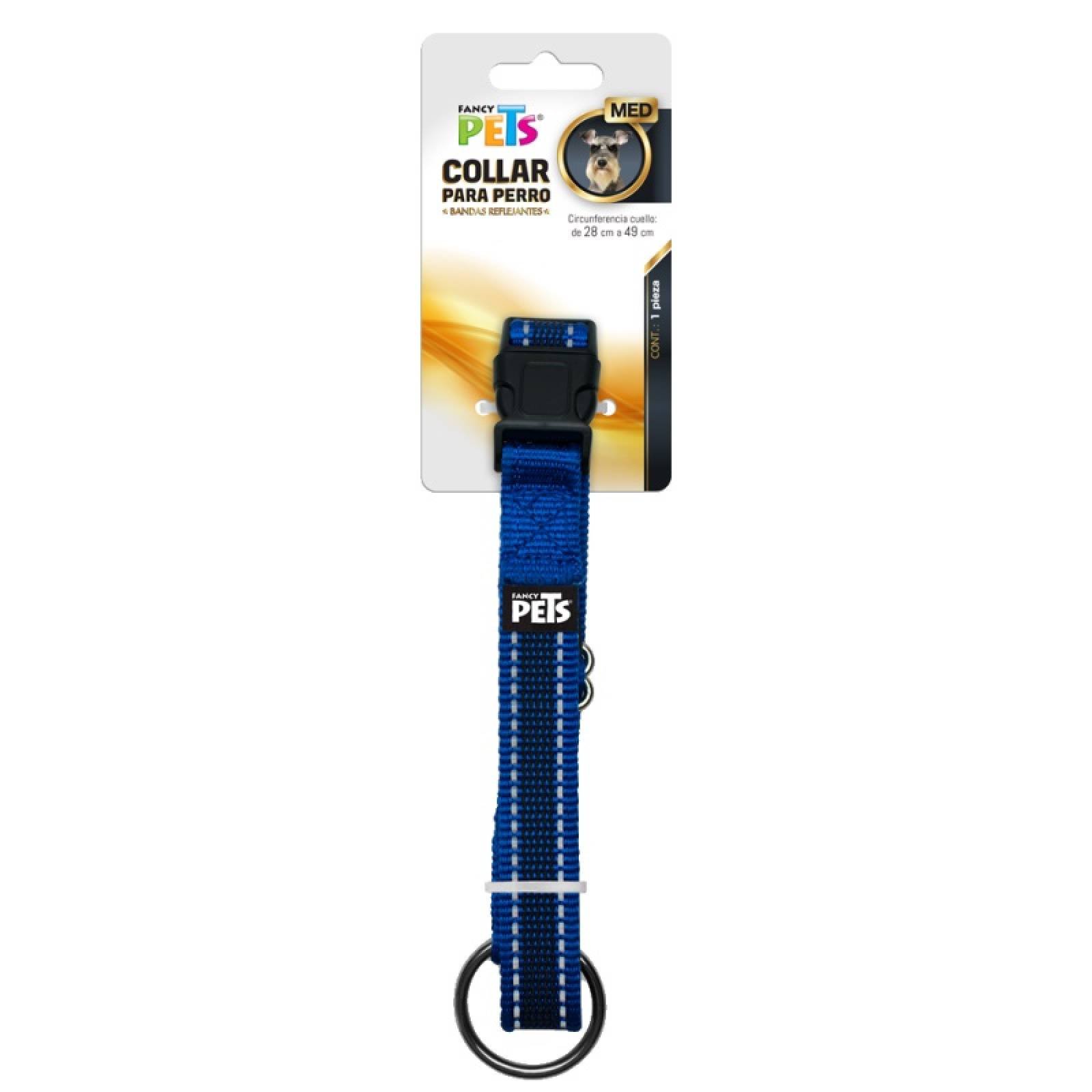 Collar Ultra Grip Bandas Reflejante Mediano Azul Fancy Pets