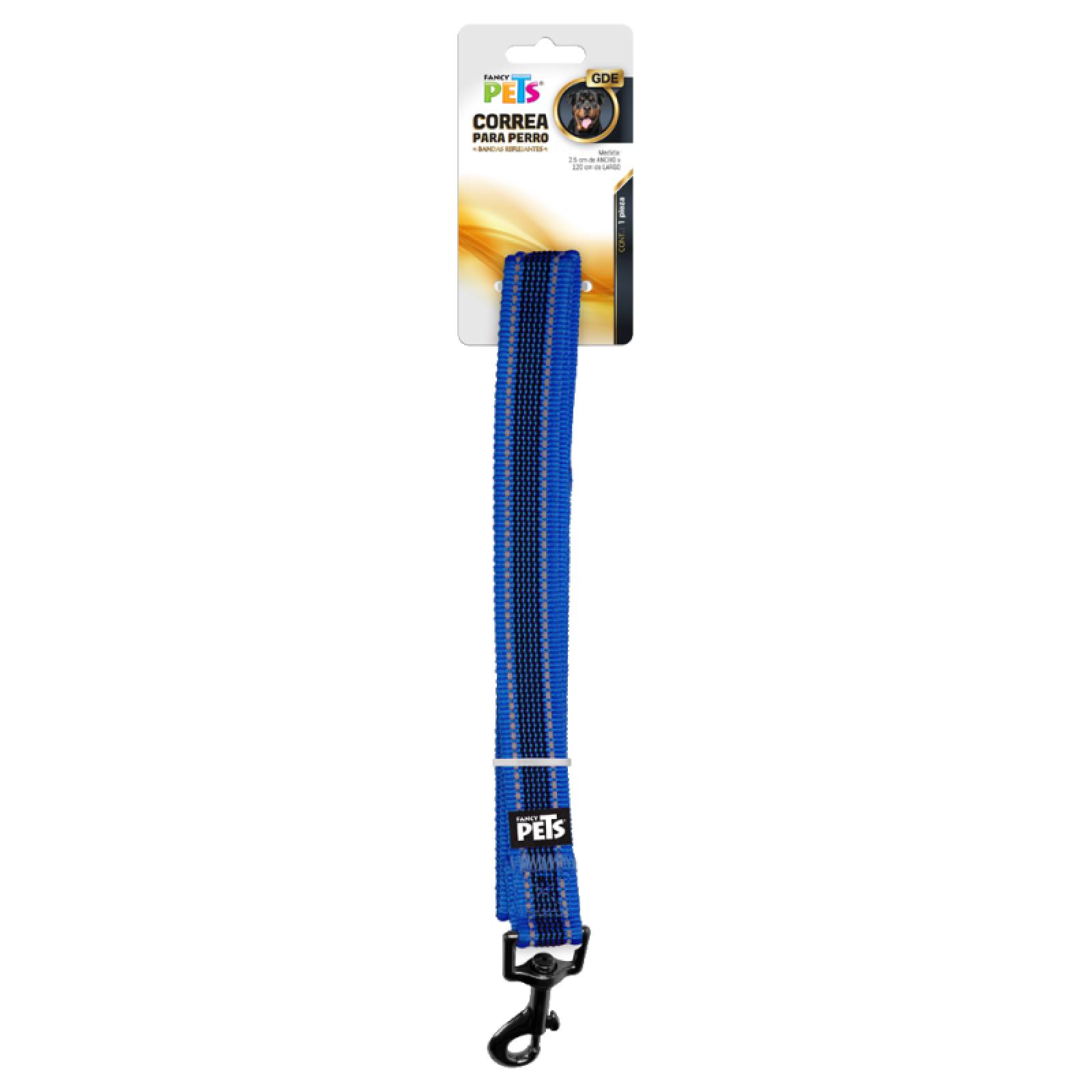 Correa Ultra Grip Bandas Reflejante Grande Azul Fancy Pets