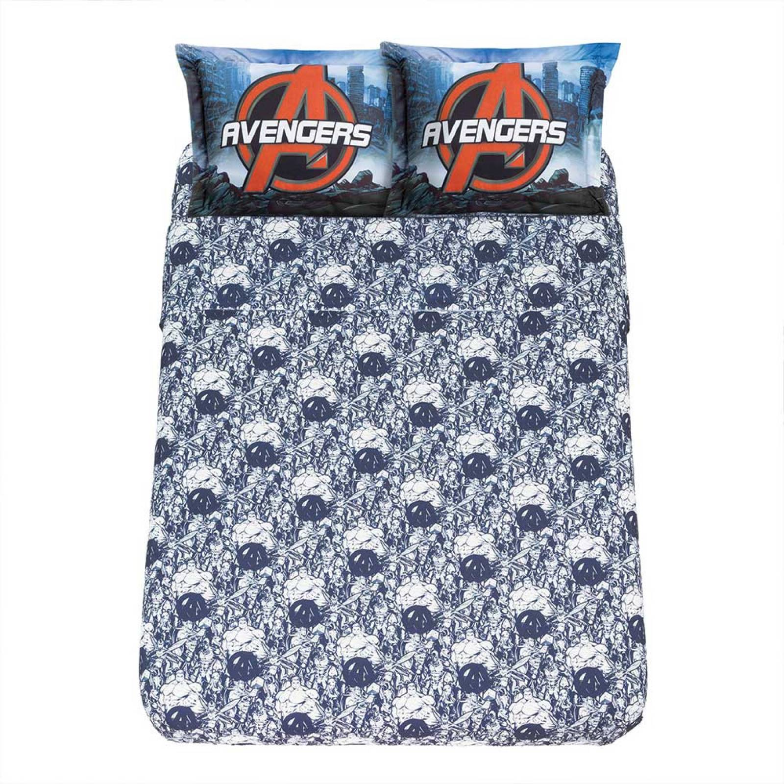 Juego Sabanas Avengers Individual Azul Antiestatica Concord