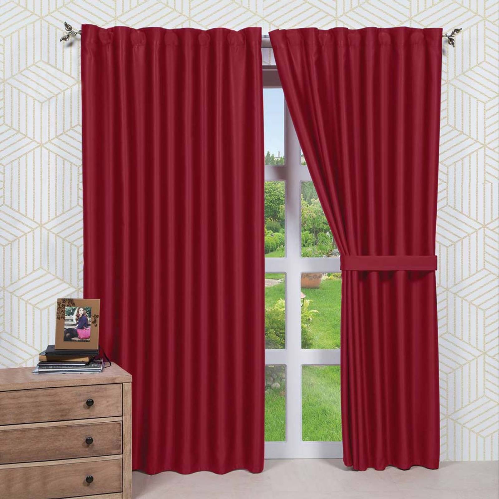 Cortina Black Out Vino Decorativa Reduce Ruido Concord.