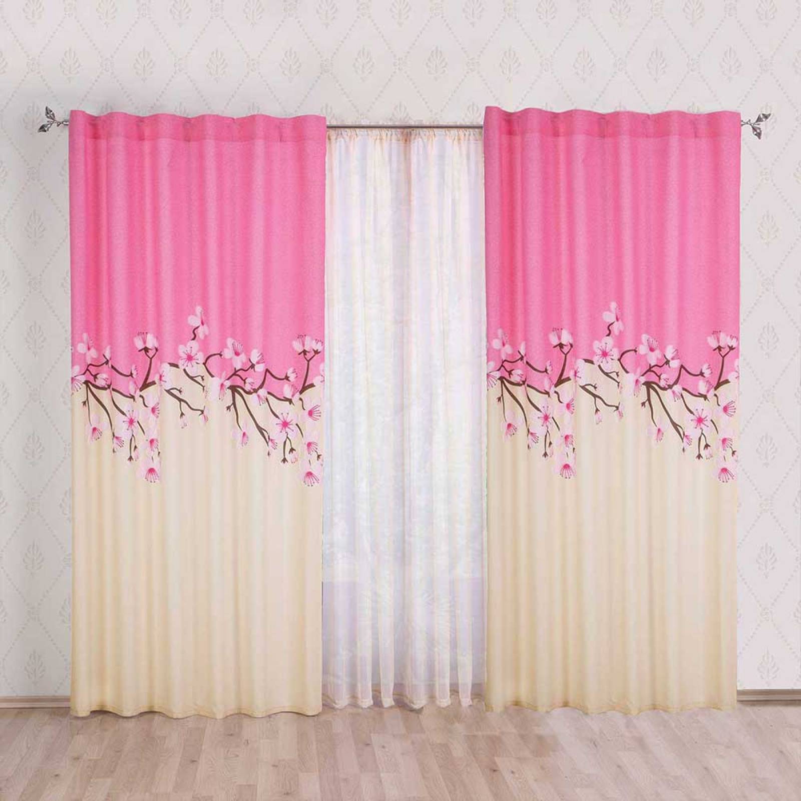 Cortina Decorativa Flor Cerezo Estandar Rosa Concord