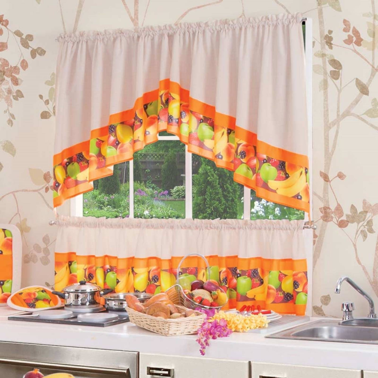 Cortina Tipo B Fruits Estandar Cocina Naranja Concord