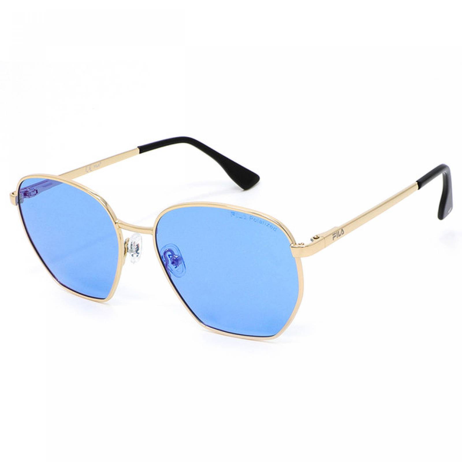 Lentes Sol Fila Hombre Armazon Piloto Metal Dorado Azul